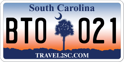 SC license plate BTO021