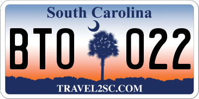 SC license plate BTO022