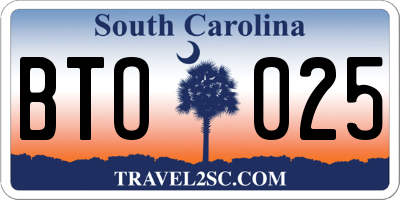 SC license plate BTO025