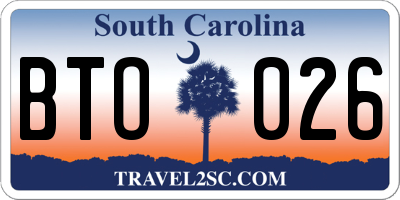SC license plate BTO026