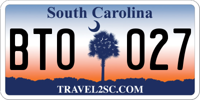 SC license plate BTO027