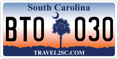 SC license plate BTO030