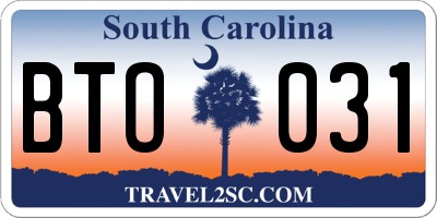 SC license plate BTO031