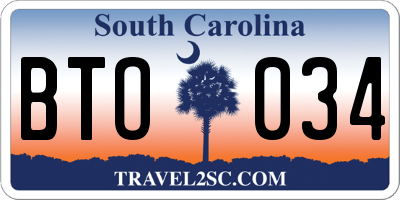 SC license plate BTO034