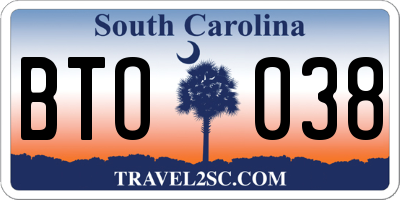 SC license plate BTO038