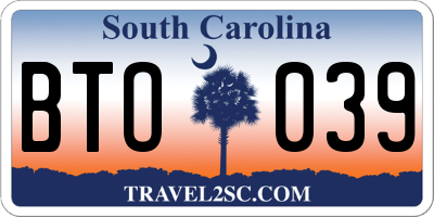 SC license plate BTO039