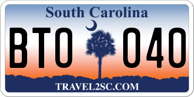 SC license plate BTO040