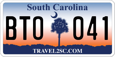 SC license plate BTO041