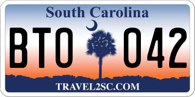 SC license plate BTO042