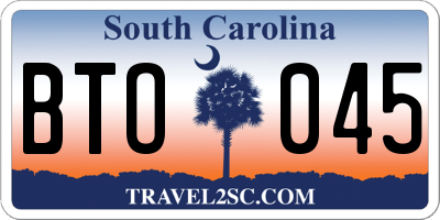 SC license plate BTO045