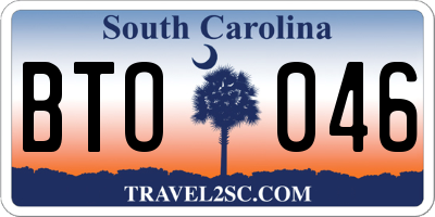 SC license plate BTO046