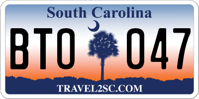 SC license plate BTO047