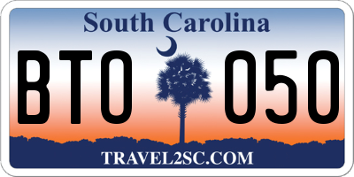 SC license plate BTO050