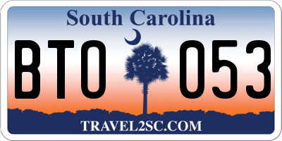 SC license plate BTO053