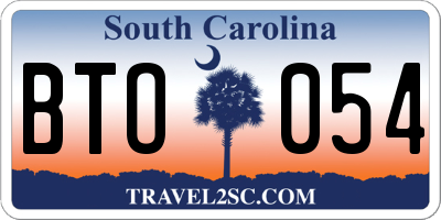 SC license plate BTO054