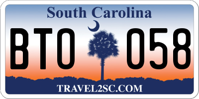 SC license plate BTO058