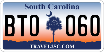SC license plate BTO060