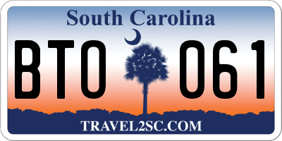 SC license plate BTO061