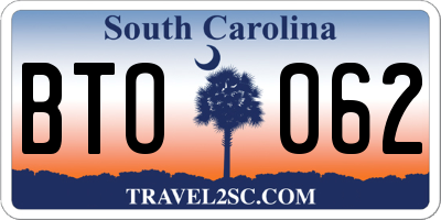 SC license plate BTO062