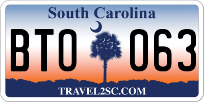 SC license plate BTO063