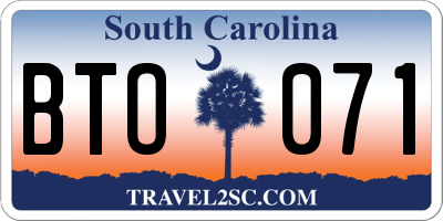 SC license plate BTO071