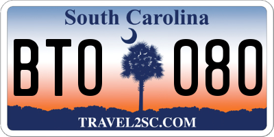 SC license plate BTO080