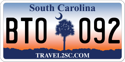 SC license plate BTO092