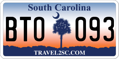 SC license plate BTO093
