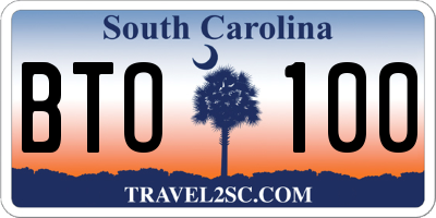 SC license plate BTO100