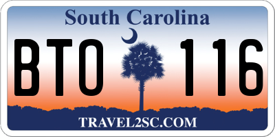 SC license plate BTO116