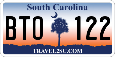 SC license plate BTO122