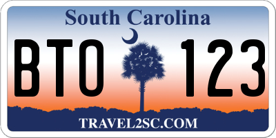 SC license plate BTO123