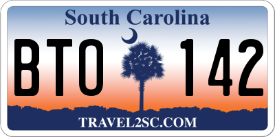 SC license plate BTO142