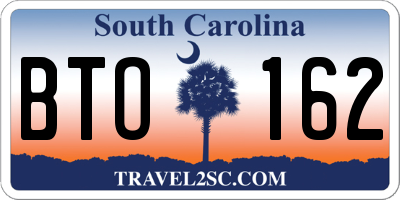 SC license plate BTO162
