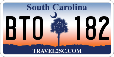 SC license plate BTO182