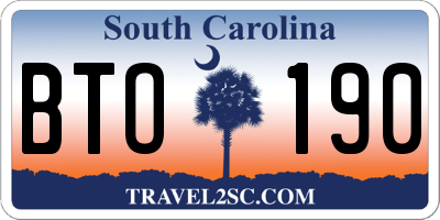 SC license plate BTO190
