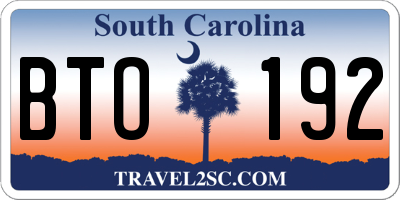 SC license plate BTO192