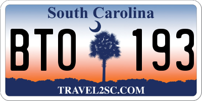 SC license plate BTO193