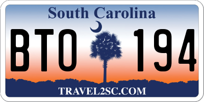 SC license plate BTO194