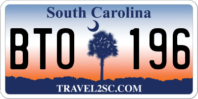 SC license plate BTO196