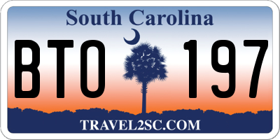 SC license plate BTO197