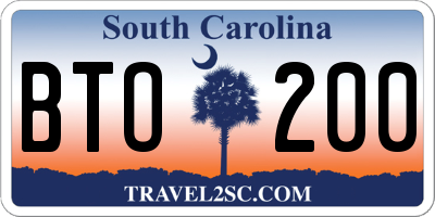 SC license plate BTO200