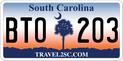 SC license plate BTO203