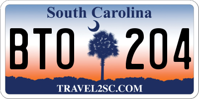 SC license plate BTO204