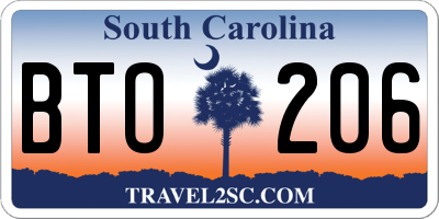 SC license plate BTO206