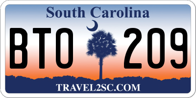 SC license plate BTO209