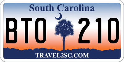 SC license plate BTO210