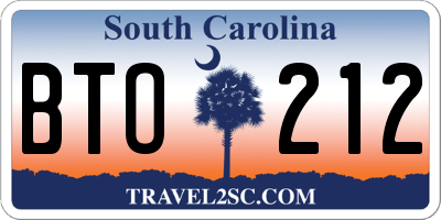SC license plate BTO212