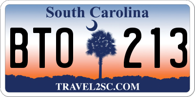 SC license plate BTO213