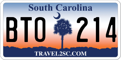 SC license plate BTO214